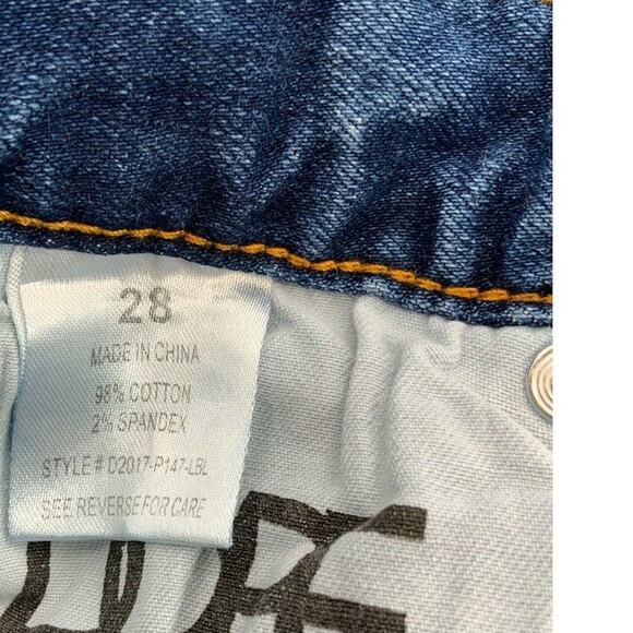 Dope Jeans Women Sz 28 Skinny Acid Wash Distressed Patches Side Leg Zipper Denim - Picture 10 of 12